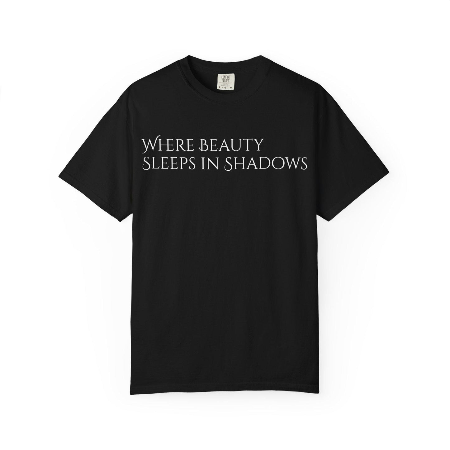 Mystical Unisex Garment-Dyed T-Shirt | Where Beauty Sleeps in Shadows, Gothic Tee, Casual Wear, Perfect for Halloween, Gift for Art [...]