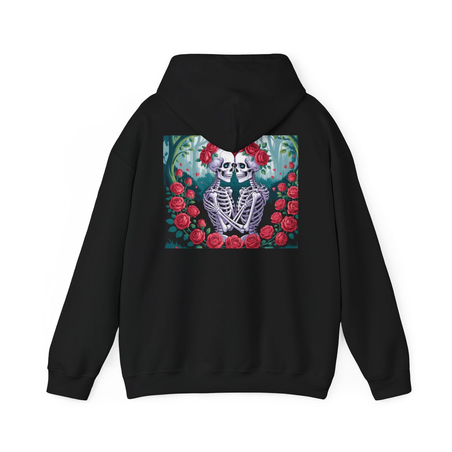 Romantic Skeleton Hoodie, Unisex Sweatshirt, Casual Cozy Wear, Art Sweatshirt with Quote