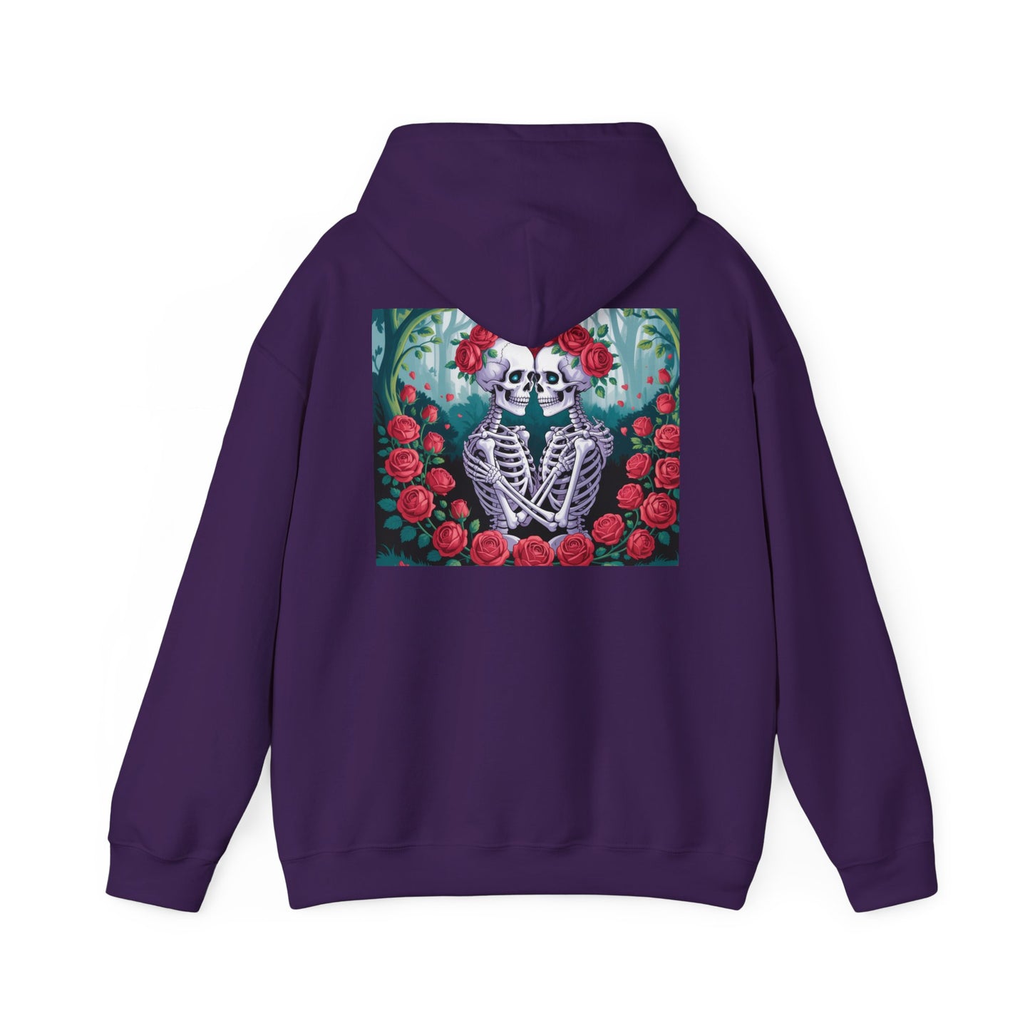Romantic Skeleton Hoodie, Unisex Sweatshirt, Casual Cozy Wear, Art Sweatshirt with Quote