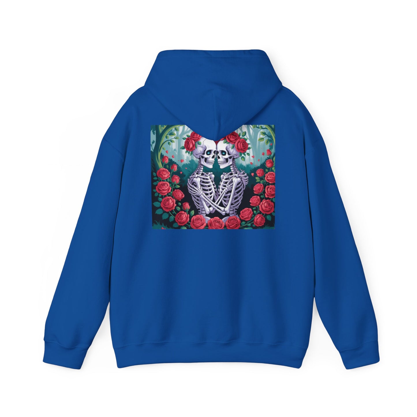 Romantic Skeleton Hoodie, Unisex Sweatshirt, Casual Cozy Wear, Art Sweatshirt with Quote