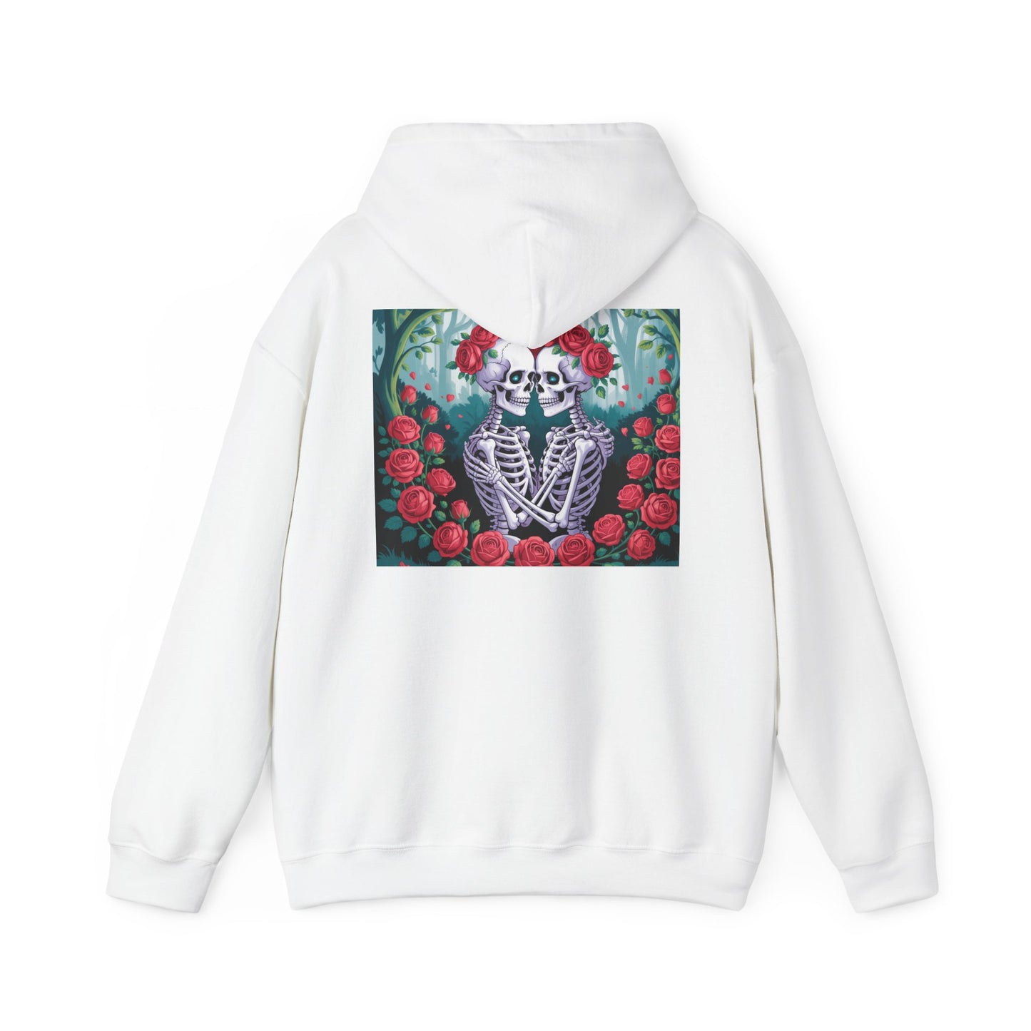 Romantic Skeleton Hoodie, Unisex Sweatshirt, Casual Cozy Wear, Art Sweatshirt with Quote